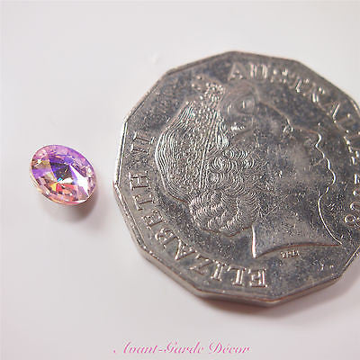 5pcs ABPink Diamante Teardrop Rivoli Beveled Glass Rhinestone Crystal