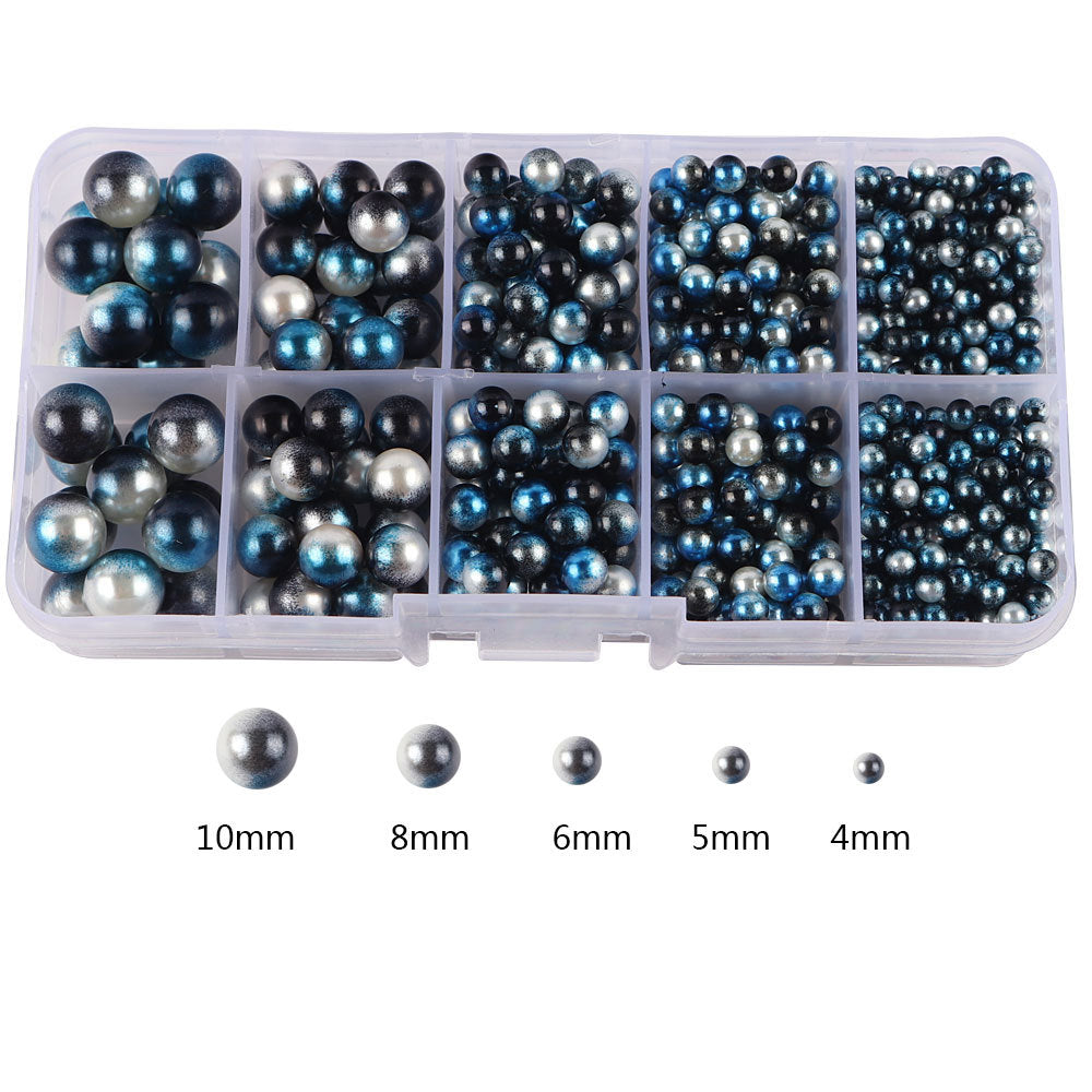 AB Blue Round Pearl Beads