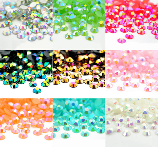 MIXED COLOUR AB FLAT BACK RHINESTONES