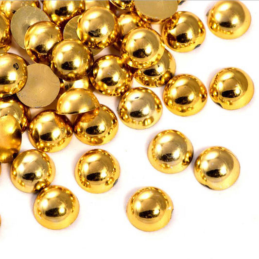 FLAT BACKED HALF PEARLS (Gold)