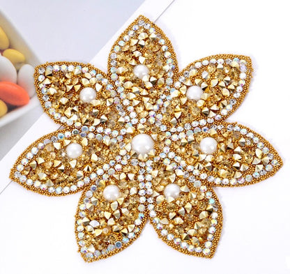 Hotfix Iron On Crystal Motif Pre-Made Crystal Flower Design