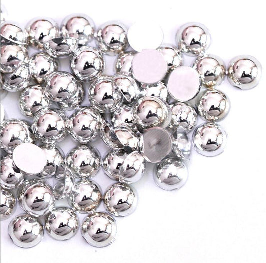 FLAT BACKED HALF PEARLS (Silver)